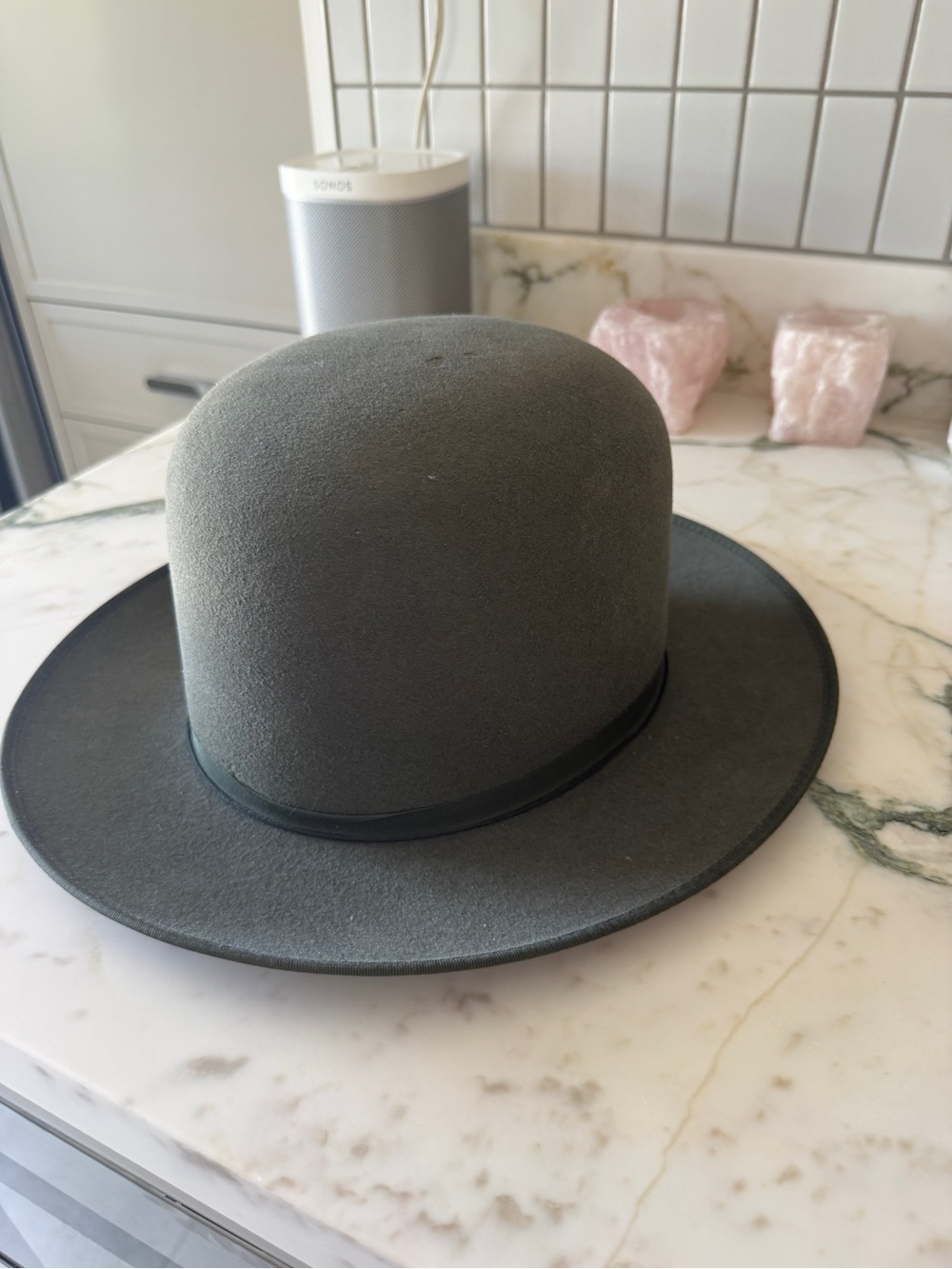 Akubra  Campdraft Olive Green Felt Bowler Hat with Ribbon Band - Picture 3 of 12